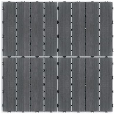 22 PCS Wood Plastic Composite Interlocking Deck Tiles 12" x 12" Indoor Outdoor - Image 6