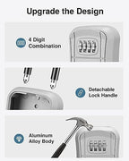 Puroma Key Lock Box Outdoor 4 Digit Code Combination Lockbox House 1 Silver - Image 4
