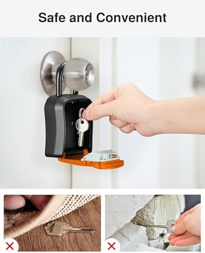 Puroma Key Lock Box Outdoor 4 Digit Code Combination Lockbox House 1 Orange - Image 7