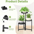 iDavosic.ly 3 Tier Folding Plant Stand Indoor Outdoor, Plastic Tray - Image 4
