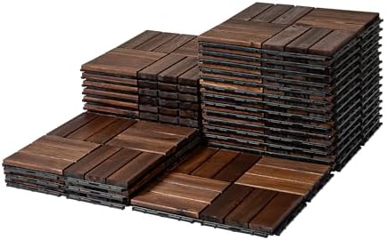 Acacia Interlocking Deck Tiles, 12 Slats by VICTORYRELAX