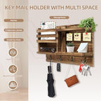 Key Holder Wall Mount, Solid Wood Key and Mail Organizer - Image 2