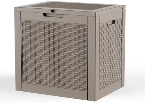 35 Gal Outdoor Storage Box Waterproof Lockable Deck Boxes Grey by ASKPASS
