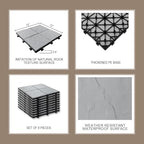 JJWOOD Stone-Look Interlocking Deck Tiles, Matte Rock Texture Outdoor Floor - Image 4