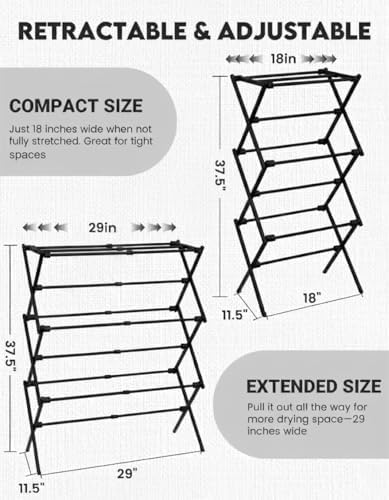 3-Tier Metal Folding Clothes Drying Rack, Laundry Drying Rack Clothing | - Image 4