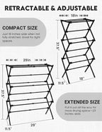 3-Tier Metal Folding Clothes Drying Rack, Laundry Drying Rack Clothing | - Image 4