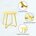 Outdoor Table Small Patio Side Table Waterproof Round Metal Side Table Weather - Image 4