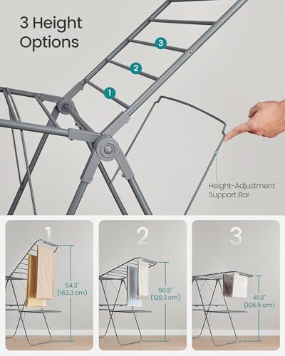SONGMICS Clothes Drying Rack, Foldable 2-Level Stee Laundry Drying Rack - Image 4