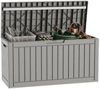 110 Gallon Deck Box, Lockable Waterproof Resin Outdoor Storage Box, by MAIUSCOLI