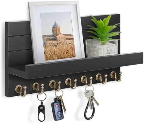 HONJIN Key Holder for Wall: Upgraded 7 Sturdy Key Hooks Easy Installation Mail by HONJIN