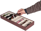 J JACKCUBE DESIGN 7 Slot Sunglasses Organizer, Leather Eyeglass Storage Tray Box - Image 2