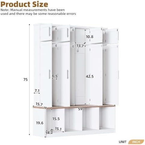 4-in-1 Hall Tree with Storage Bench Shoe Organizer/ Shelves - Image 2
