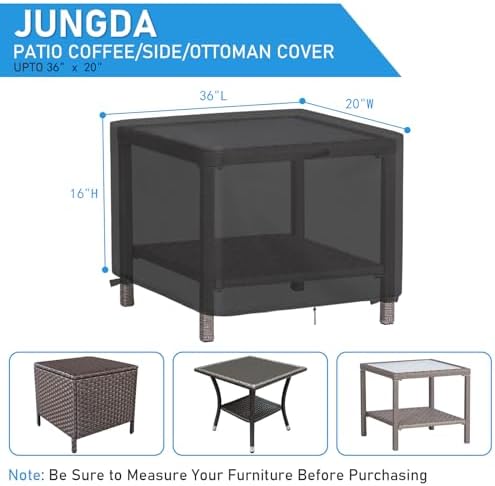 Outdoor Coffee Table Cover Rectangle, 36 Inch Waterproof Patio Table Covers - Image 2
