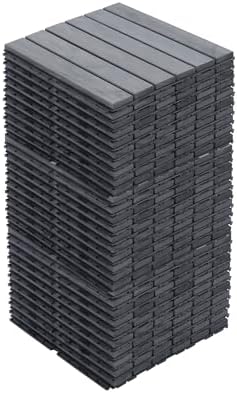 30 PCS Light Gray Acacia Wood Interlocking Deck Tiles by Unknown