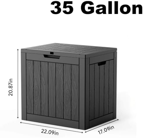 35 Gallon Outdoor Deck Box Lockable Waterproof Storage Black - Image 2