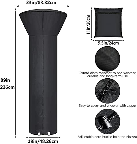 Patio Heater Covers with Zipper and Storage Bag, Waterproof, Wind-Resistant - Image 2
