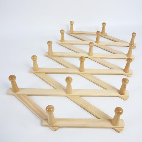 AMAPON Accordion Wall Hanger Expandable Coat Hat Rack 16 Peg Hook Mug Cap - Image 3