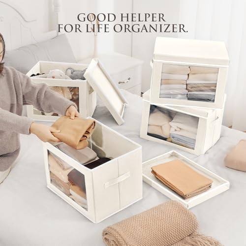 Homsorout Storage Bins with Lids, 4 Pack Large Storage Cubes with Window - Image 3