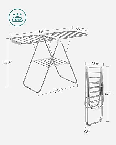 SONGMICS Clothes Drying Rack, Foldable Space-Saving Steel Laundry Rack - Image 6