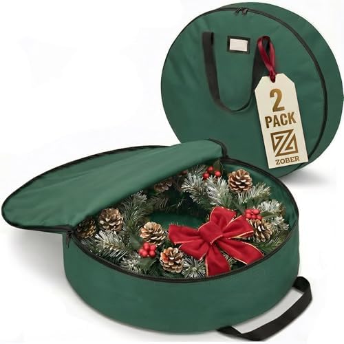 ZOBER 2 Pack Oxford Christmas Wreath Storage Container 36 Inch by ZOBER