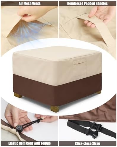 Vailge Patio Ottoman Cover Rectangular, Outdoor Ottoman Cover Waterproof - Image 4