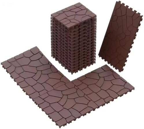 Stone Texture 44 PCS Patio Deck Tiles, 12 x 12in, Waterproof Interlocking Floor by AutoJoyClub
