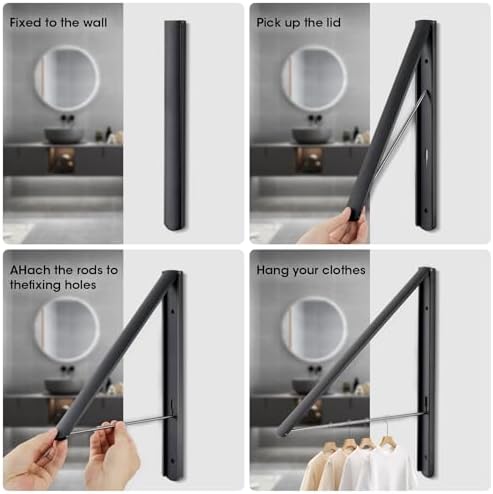 Foldable Clothes Drying Rack, Wall Mounted - Image 5