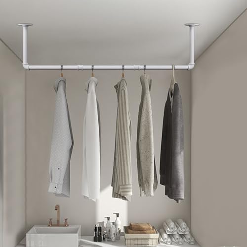 Industrial Iron Pipe Clothes Hanging Bar DIY Wall-Mounted Garment Rack Heavy - Image 6