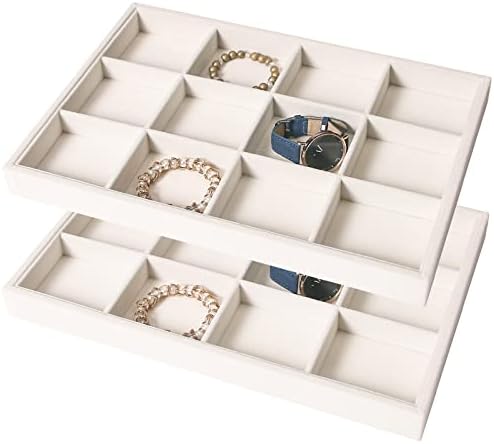 Coward 2PC Stackable 12 Grids Jewelry Organizer Tray Bracelet Display Stand by FocusOnJewelryDisplay15yrs