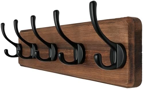 Dseap Wall Mounted Coat Rack: Patented, Heavy-Duty, 17.4" Long 5-Double-Hooks by Dseap