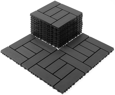 44 Pack Interlocking Deck Tiles, All-Weather Outdoor Deck Tiles by Unknown