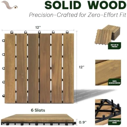 Acacia Interlocking Deck Tiles, 6 Slats - Image 3