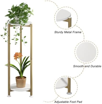 2 Tier Plant Stand Indoor Corner Tall Round Shape Plant Shelf - Image 5
