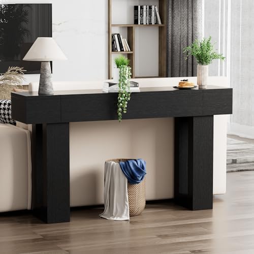63 Inch Long Console Table, Narrow Rectangular Sofa Table Behind The Couch - Image 3