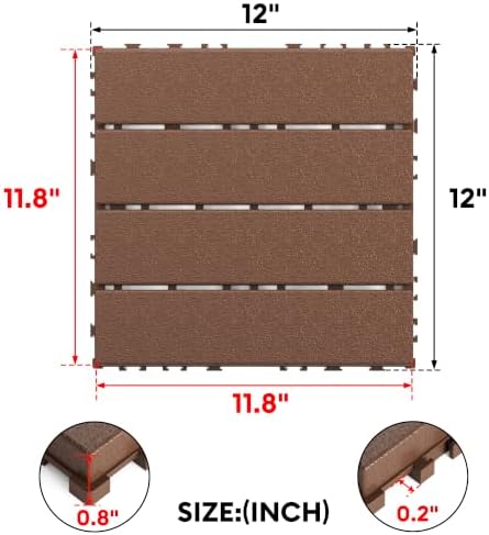 44 Pack Interlocking Deck Tiles, Plastic Patio Flooring（Stripe） - Image 6
