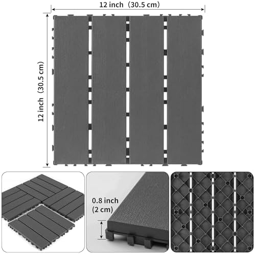 44 Pack Interlocking Deck Tiles, All-Weather Outdoor Deck Tiles - Image 2