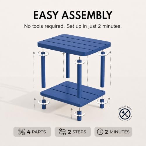 PASAMIC Outdoor Side Table, 2-Tier Square Patio Table - Image 4