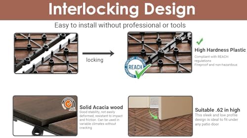 PrimeZone 162 PCS Solid Acacia Wood Interlocking Patio Deck Tiles Outdoor - Image 4