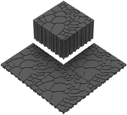 Patio Deck Tiles, 12 Inch Stone Texture, 44-Piece Dark Gray Interlocking - Image 3