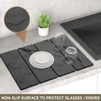 Large Stone Dish Drying Mat for Kitchen Counter, Foldable Water Absorbing - Image 3