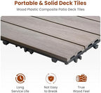 9PCS Rosewood 12"x12" WPC Composite Deck Tiles, Snap Together Interlocking - Image 3