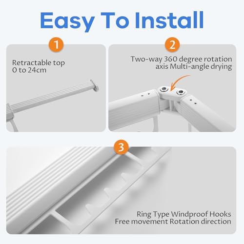 Foldable Wall Mounted Laundry Drying Rack, 3 Fold Retractable Clothes Drying - Image 4