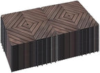 PrimeZone 216 PCS Solid Acacia Wood Interlocking Patio Deck Tiles Outdoor by PrimeZone