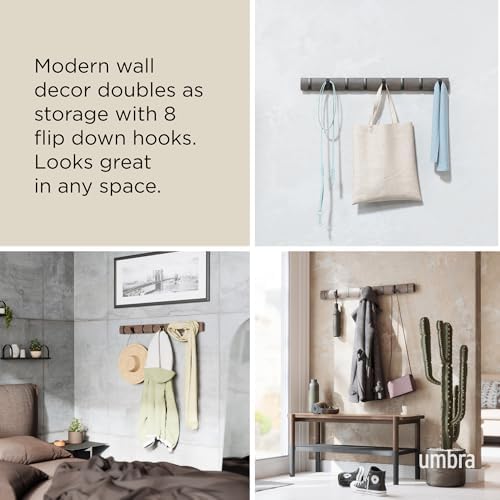 Umbra Flip Coat Rack, Wall Mount 8-Hook, Space Saving - Image 4