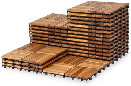 VICTORY RELAX Natural Acacia 12x12 Interlocking Wood Deck Tiles by VICTORYRELAX