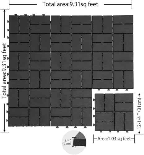 Domi Plastic Interlocking Deck Tiles, 36 Pieces One Pack, Dark Gray - Image 3