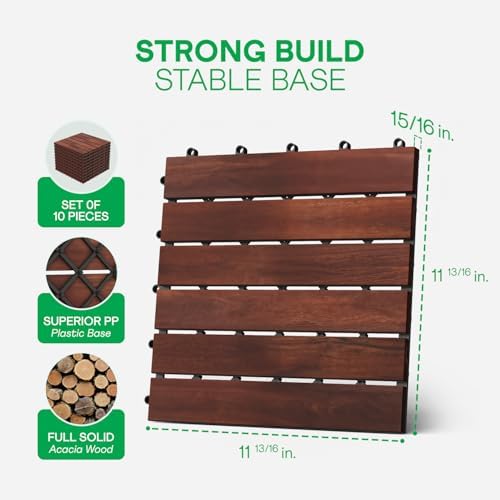 IDZO Interlocking Acacia Deck Tiles 9.6 SQFT - Image 2