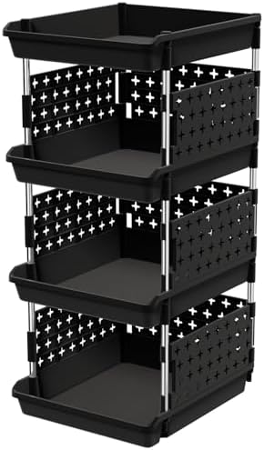 Lifewit 4 Tier Plastic Stackable Storage Baskets by Lifewit