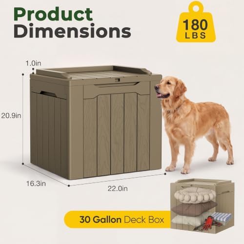 Flamaker Deck Box 31 Gallon Waterproof Resin Small Storage Box - Image 5