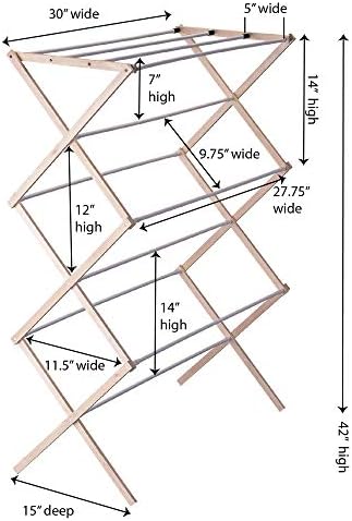 Household Essentials 5001 Collapsible Folding Wooden Clothes Drying Rack - Image 2